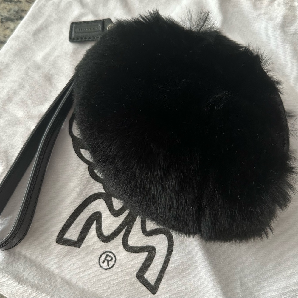 Coach Madison Fur Ball Wristlet Clutch Rabbit Fur Vintage RARE & HTF